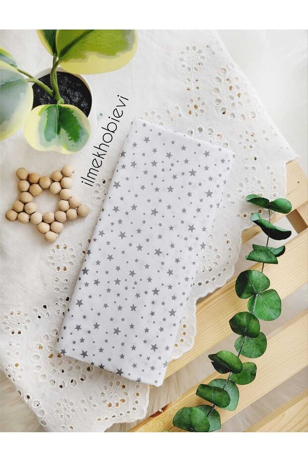 Poplin Fabric Gray Starry 100% Cotton 50X170 cm 1 Piece