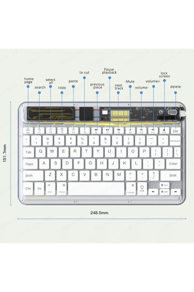 TCL TAB Nxtpaper 11 inç 9466X Uyumlu Bluetoothlu Klavye Rgb Işıklı Türkçe - 7