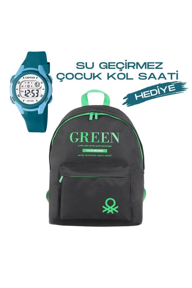 Benetton Large Capacity Children's School Bag - With Wristwatch Gift B.NT.03805