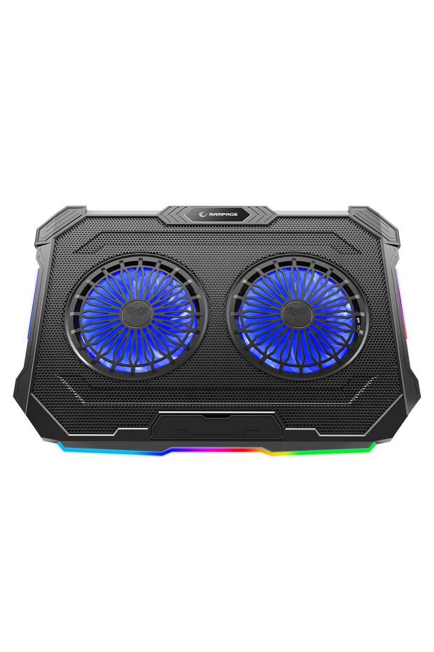 RGB Işıklı 2 Fanlı Yükseklik Ayarlı 125 *125*15 2 USB Port Notebook Soğutucu - 1