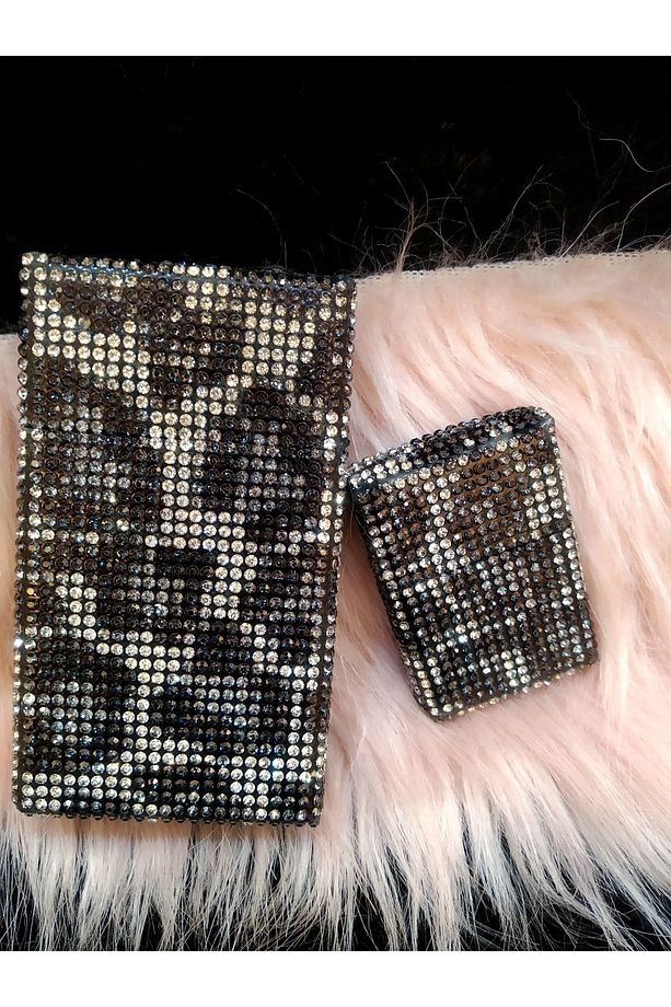 2 Ikıncı Kalıte Geniş Siyah-gümüş Leopar . Taşlı Touch Sigara Kutusu Ve Zippo Çakmak Seti - 4