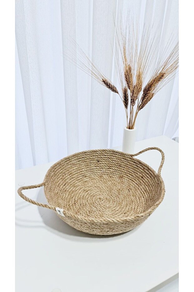 Basket Multi-Purpose Organizer 24cm Jute Rope Handmade Wicker Natural Stitched Washable Bohemian Luxury