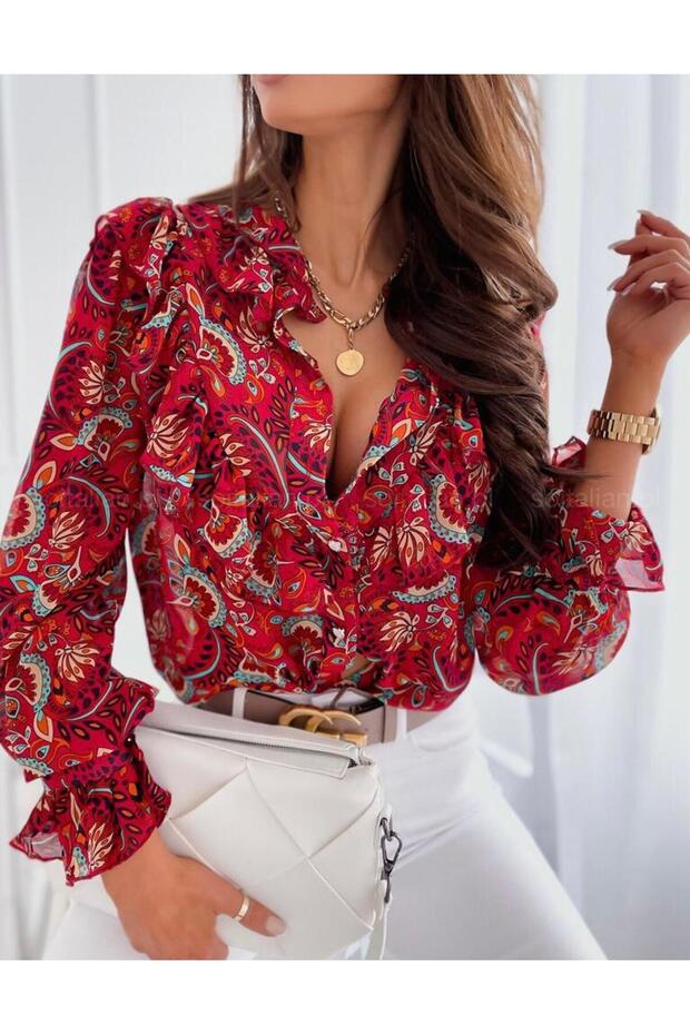 Women's Paisley Pattern Moskrep Fabric Shirt (Colorful)