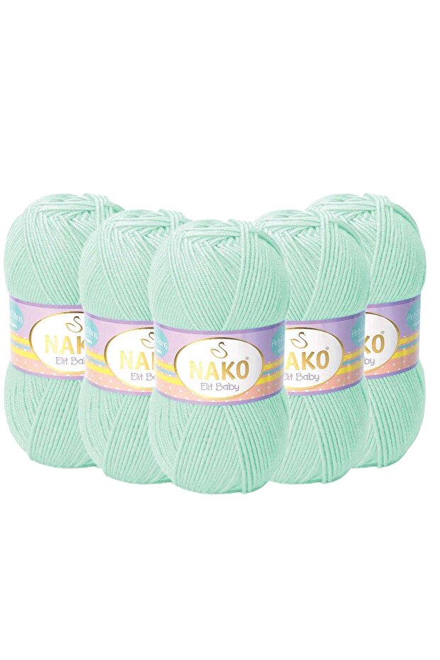 5 Pieces Nako Elit Baby Anti Pilling Hand Knitting Yarn - 6692 Mint