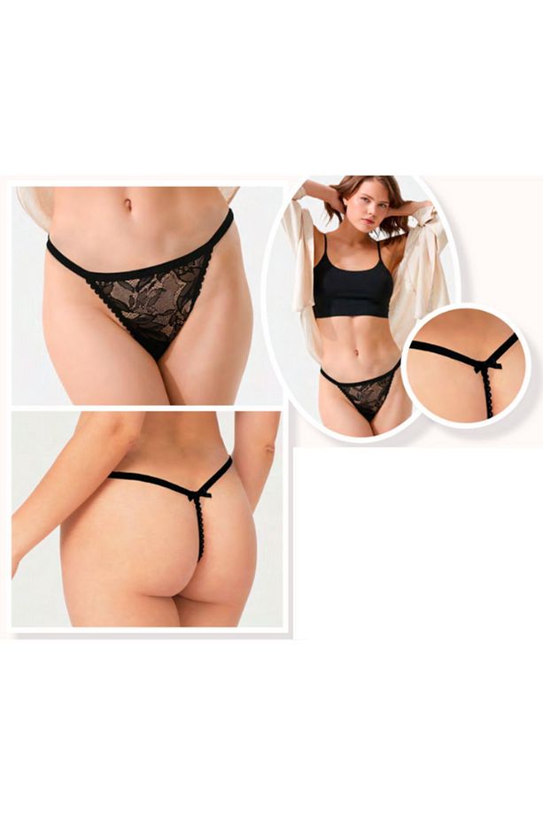 Midnight Rose Lace Thong String G-string / Ipli String - 4
