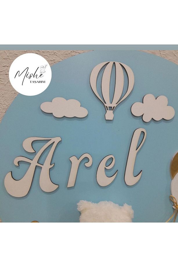 Mishe Tasarım Ahşap Erkek Çocuk Odası Yenidoğan Kapısüsü Uçan Balon Model - 5