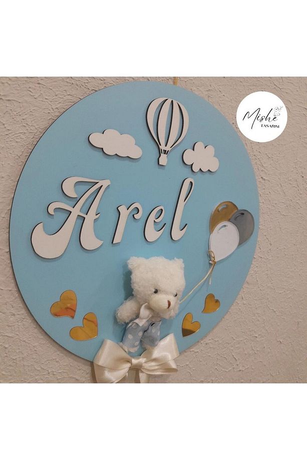 Mishe Tasarım Ahşap Erkek Çocuk Odası Yenidoğan Kapısüsü Uçan Balon Model - 4