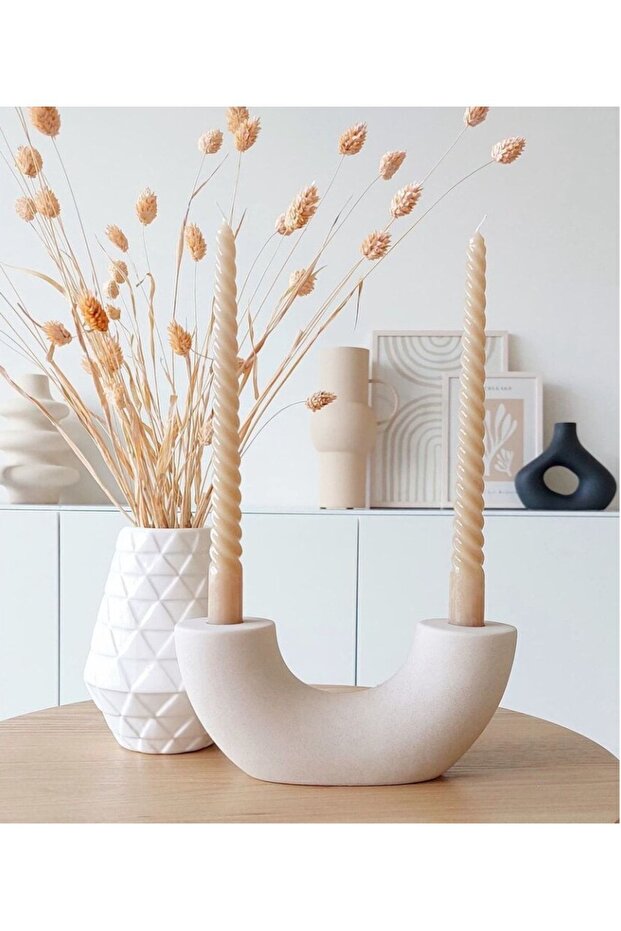 Yarım Ay Şamdan Mumluk Beyaz - 2