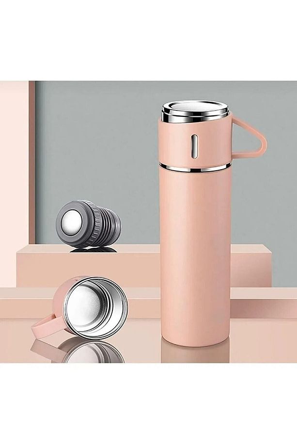 Vacuum Flask Set Üç Bardaklı Kutulu Termos Seti 500 Ml - 1