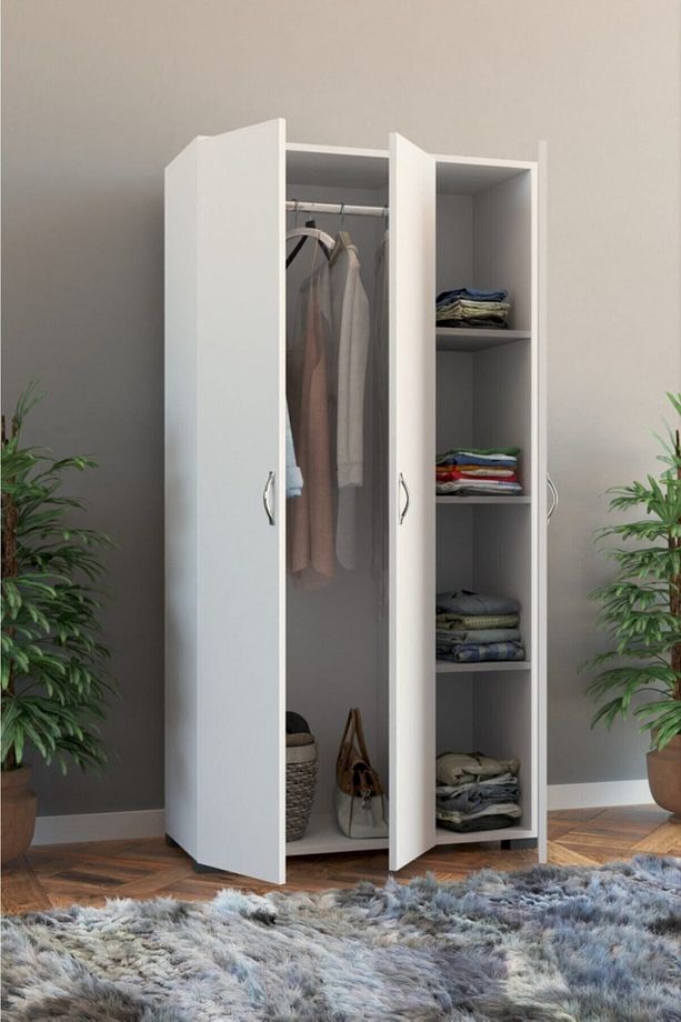 Mobilya 3 Kapılı Gardırop - Beyaz - 2