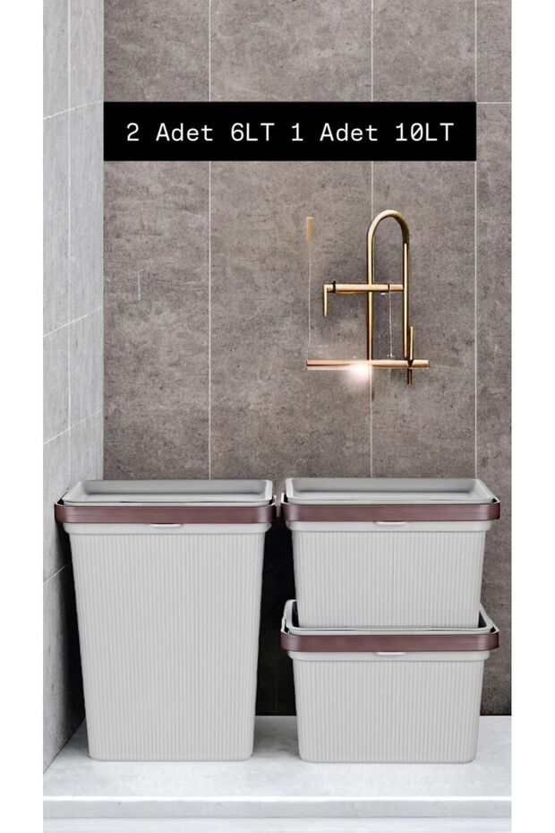 3 Piece Set with Shell Handle - 2 Pieces of 6 Lt, 1 Piece of 10 Lt Multi-Purpose Organizer Box - 1