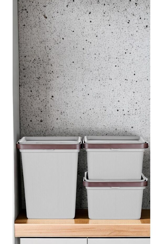 3 Piece Set with Shell Handle - 2 Pieces of 6 Lt, 1 Piece of 10 Lt Multi-Purpose Organizer Box - 2