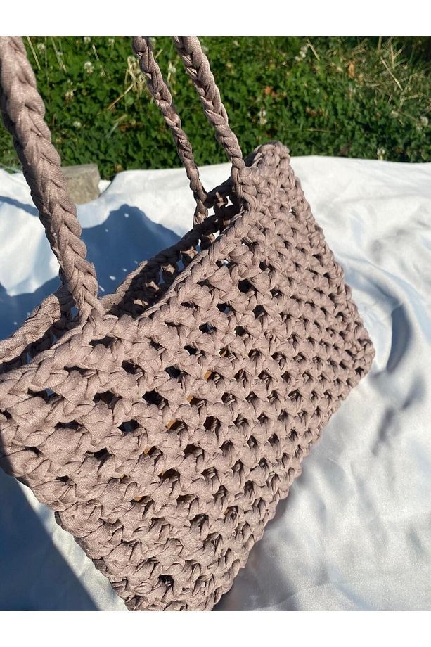 Handmade Orijinal Faturalı El Örgüsü Çanta Yazlık Çanta - 1
