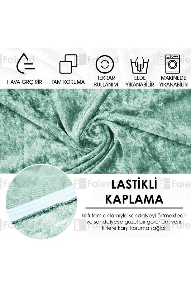 Kaliteli Likralı Kadife Sandalye Örtüsü Sandalye Kılıfı Mutfak Sandalye Örtüsü Sandalye Koruma Tekli - 2