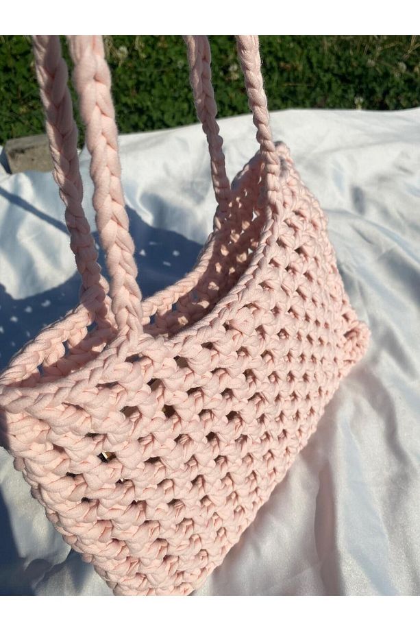 Handmade Orijinal Faturalı El Örgüsü Çanta Yazlık Çanta - 3