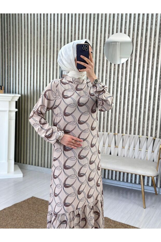 Viscose Patterned Summer Dress - 3