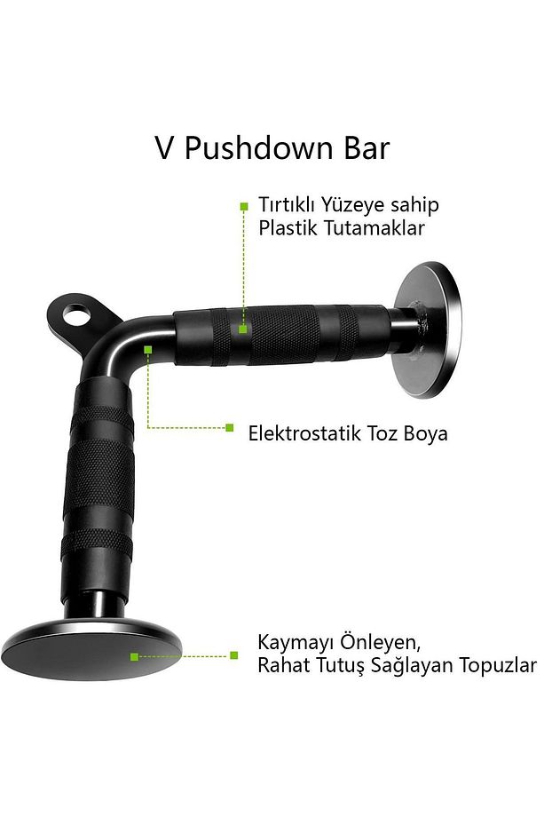 6'li Fitness Aparat Seti - Lat Pushdown - V Bar - Rowing Bar - Triceps Bar - Triceps Halatı - 2