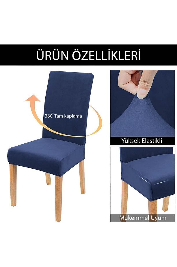 Kaliteli Likralı Kadife Sandalye Örtüsü Sandalye Kılıfı Mutfak Sandalye Örtüsü Sandalye Koruma 4lü - 4
