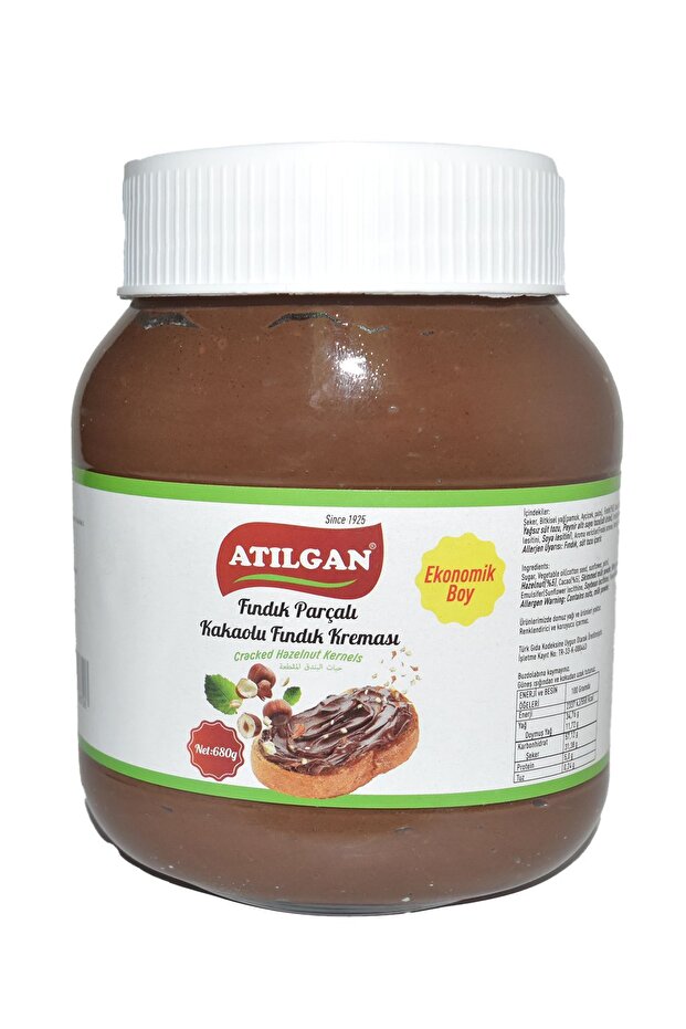 680 GR NET CAM KAVANOZ FINDIK PARÇALI KAKAOLU FINDIK KREMASI - 1