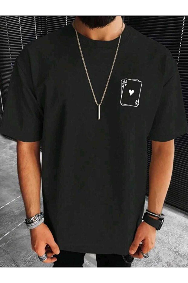 Unisex Playing Card Printed Oversize T-Shirt