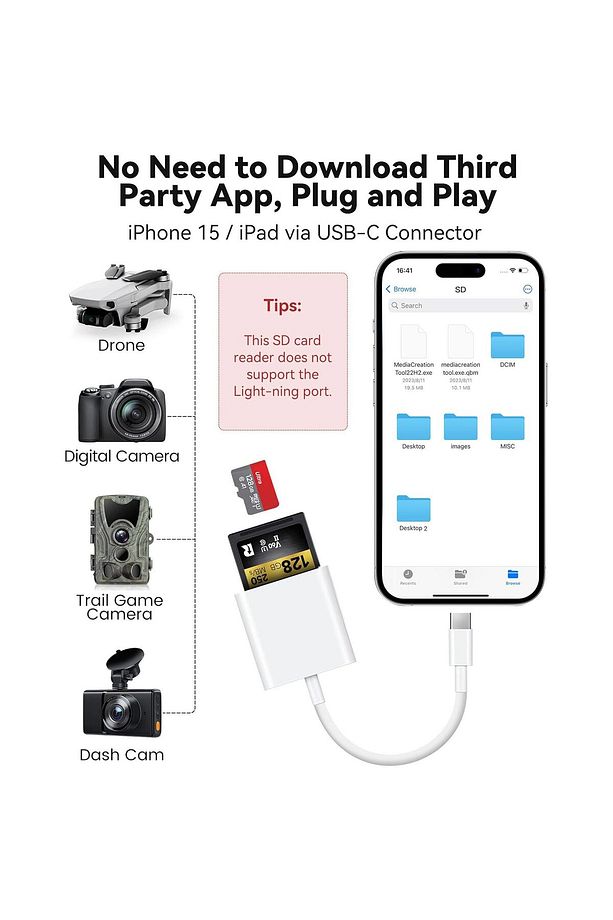 MT38 Android ve iPhone 15 ile Uyumlu Type-C Çevirici Adaptör Micro SD ve SD Kart Okuyucu - 7
