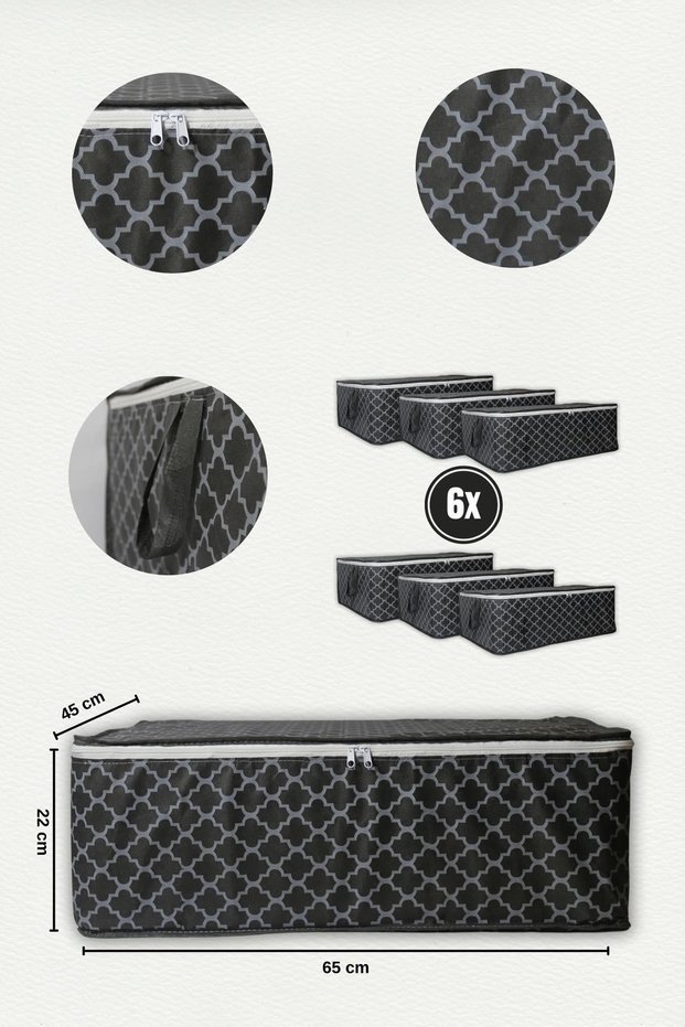 6-Piece Sofa Bed Base Type Pillow Clothing Storage Bag - Base Base Bag Flower Pattern (GREY)