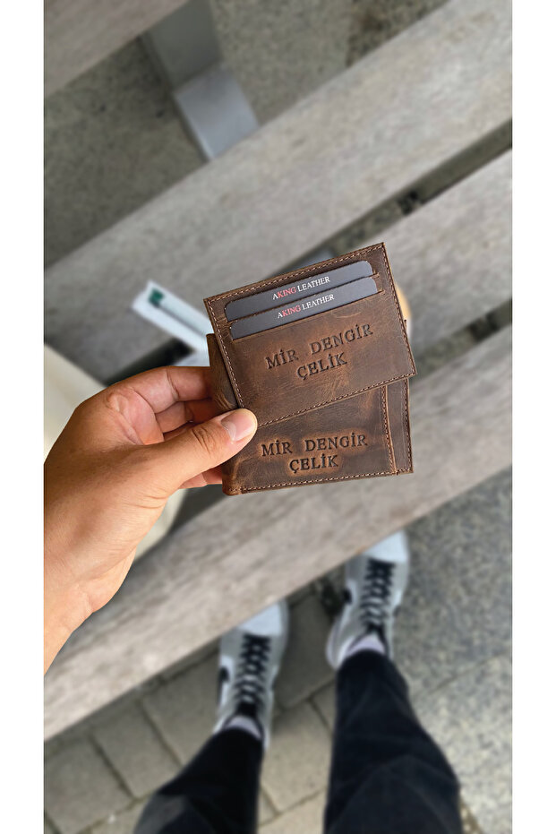 Genuine Leather Horizontal Wallet with Extra Card Holder + Card Holder