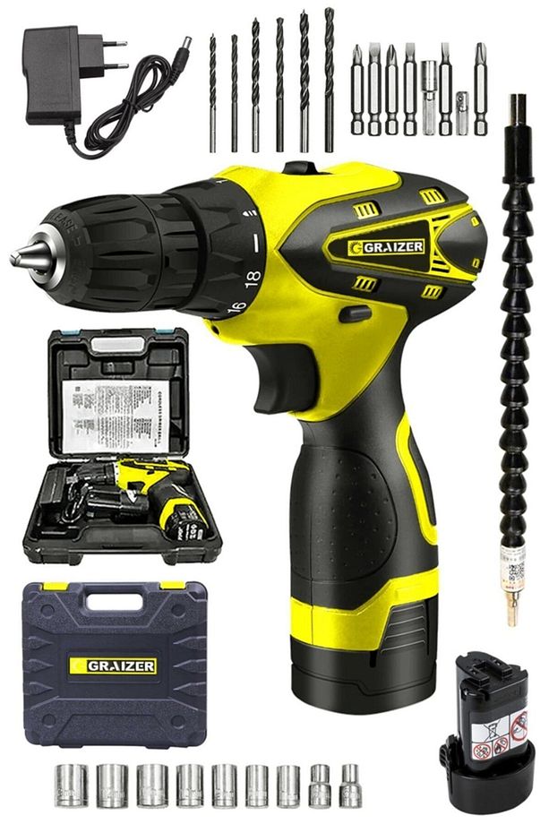 Alman Titan 32 V Sjs Çift Metal Şanzuman Çift Akülü Şarjlı Vidalama Matkap + 24 Parça Set Sari Ar - 2
