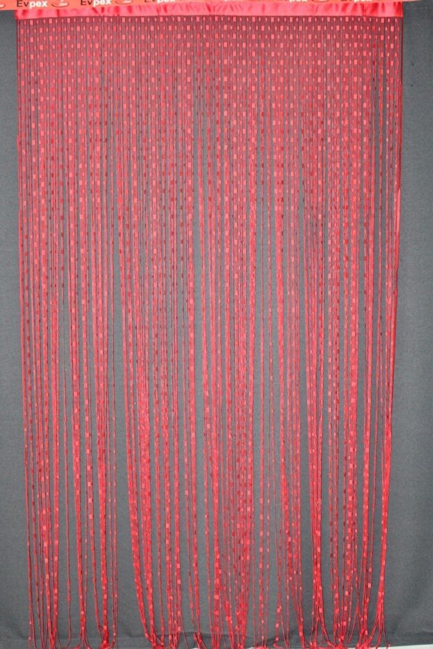 İp Perde Kırmızı Desenli - 1