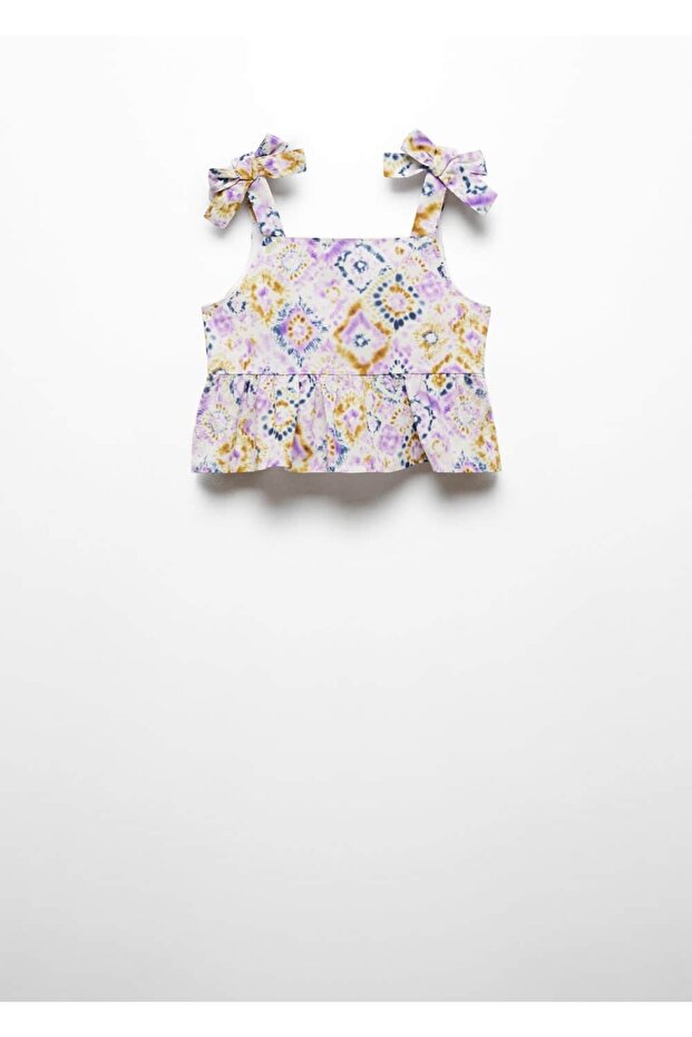 Gemusterte Bluse mit Bindedetail - 1