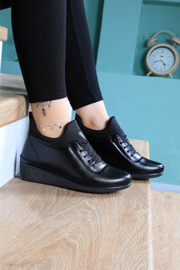 Women's Full Orthopedic Elastic Comfort Sole Non-Slip Cold-Proof Warm Mother Boots Black