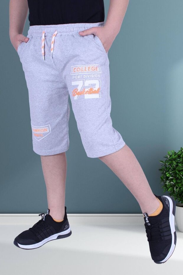 Basketball 72 Text Printed Boy's Wide Leg Gray Capri