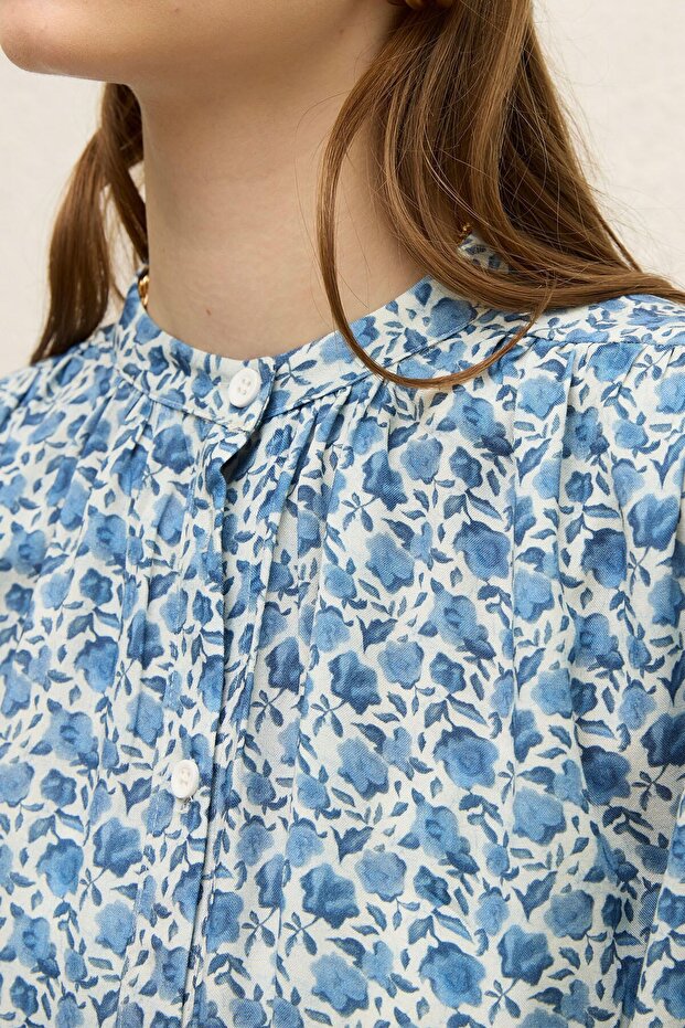 Rose Blue Viscose Patterned Tunic - 4