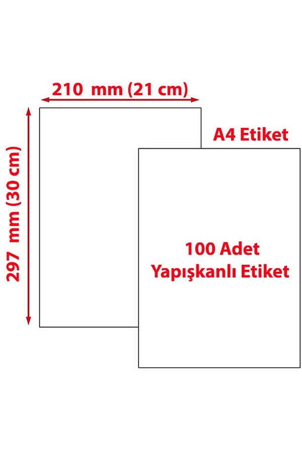 A4 Etiket 100 tane A4 Yapışkanlı Etiket A4 Lazer Etiket A4 Baskısız Etiket - 6