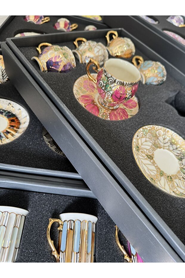 Hand painted coffee cup set - 6