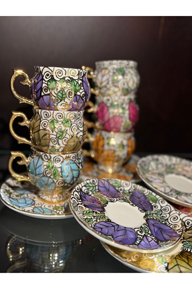 Hand painted coffee cup set - 1