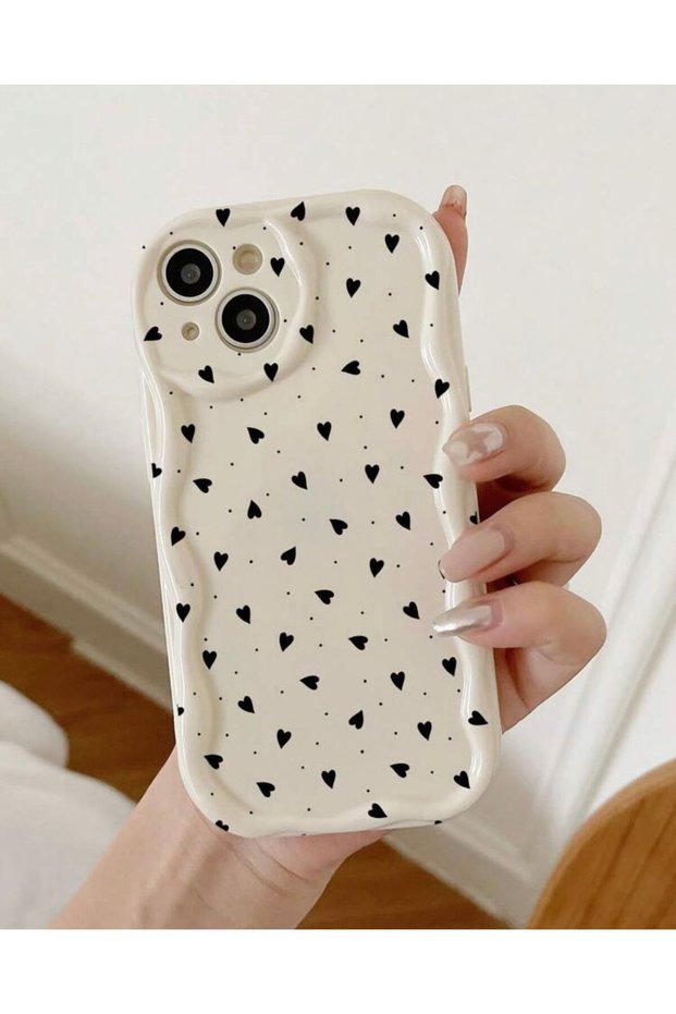 iPhone 13 Black Heart Patterned Case