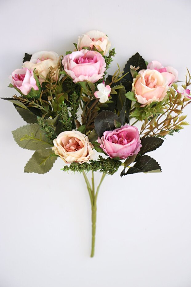 Artificial Luxury Octopus Rose Bunch 33 cm Light Pink Pink