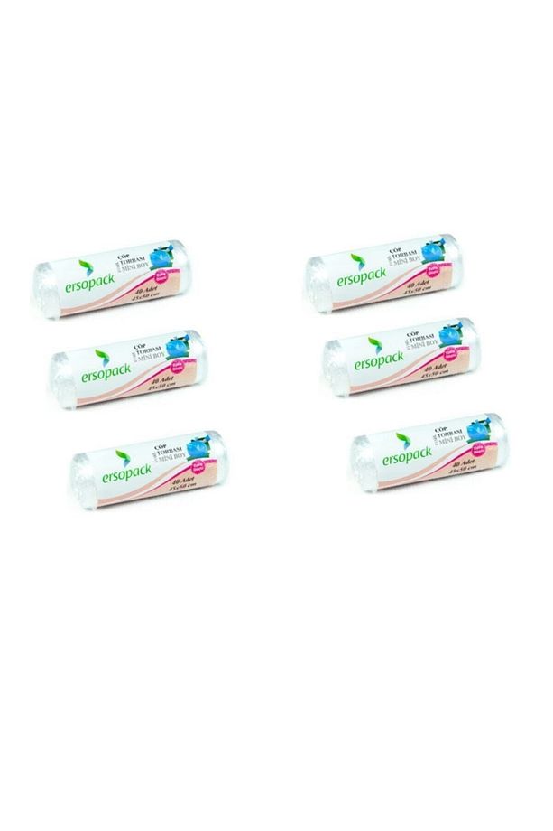 Evsel Mini Çöp Torbası 40*50cm 6 Rulo 240 Adet Şeffaf Mutfak Banyo Çöp Poşeti - 1