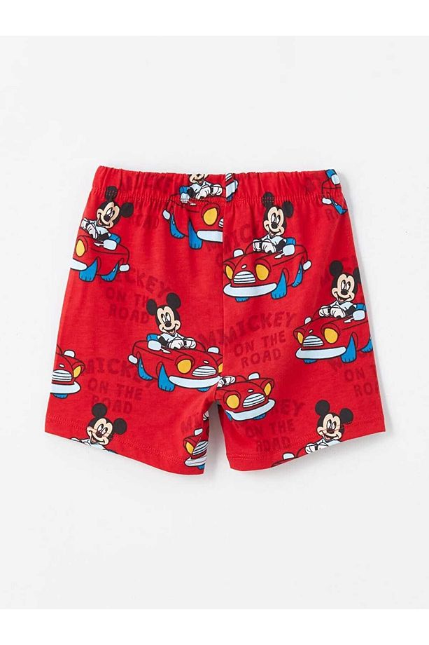 LCW baby Bisiklet Yaka Kısa Kollu Mickey Mouse Baskılı Erkek Bebek Şortlu Pijama Takımı - 4