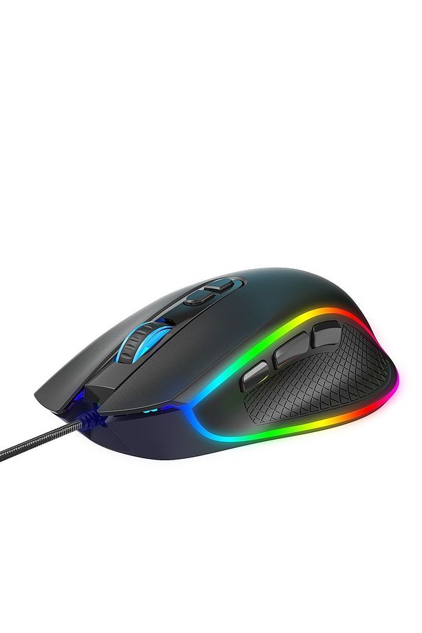 Nova V1 12800 Dpi Wide RGB Özel ABS Doku Reflex Örgü Kablolu Fire Butonlu Gaming Mouse Siyah - 2