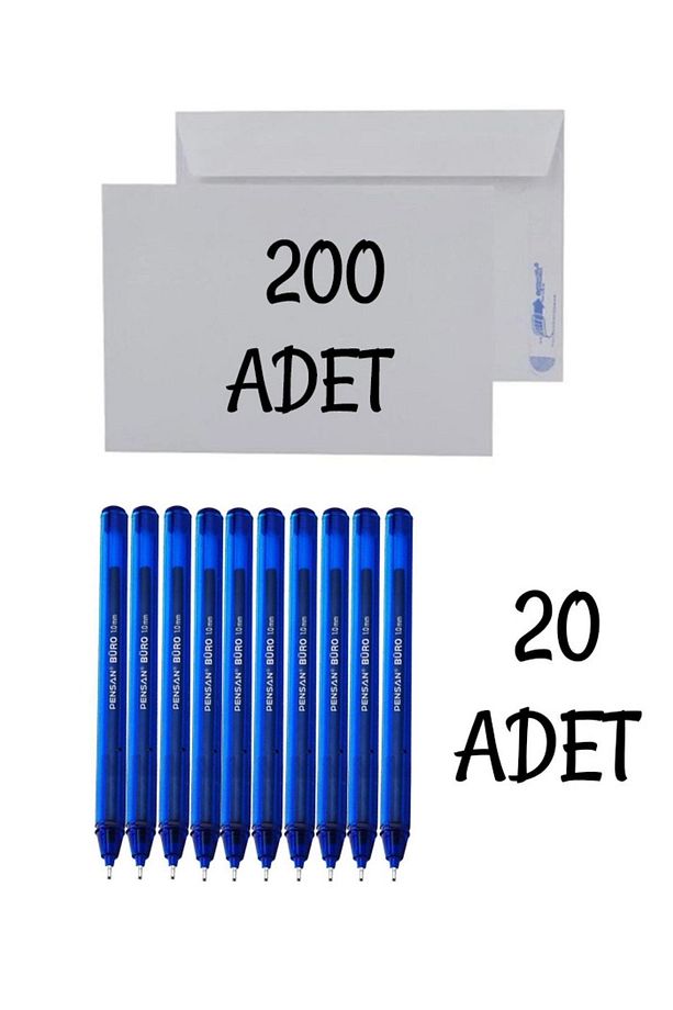 Düğün, Para Takı Zarfı Ağzı Yapışkanlı 200 Adet Ve 20 Adet Tükenmez Kalem - 1