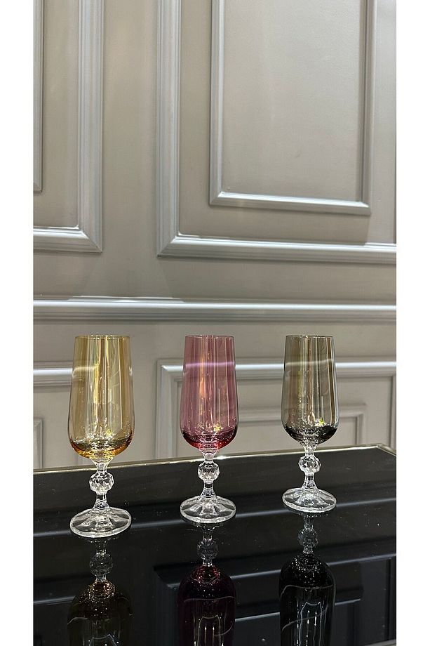 Bohemıa Kristal Renkli Kahve Yanı Su Bardağı - 3