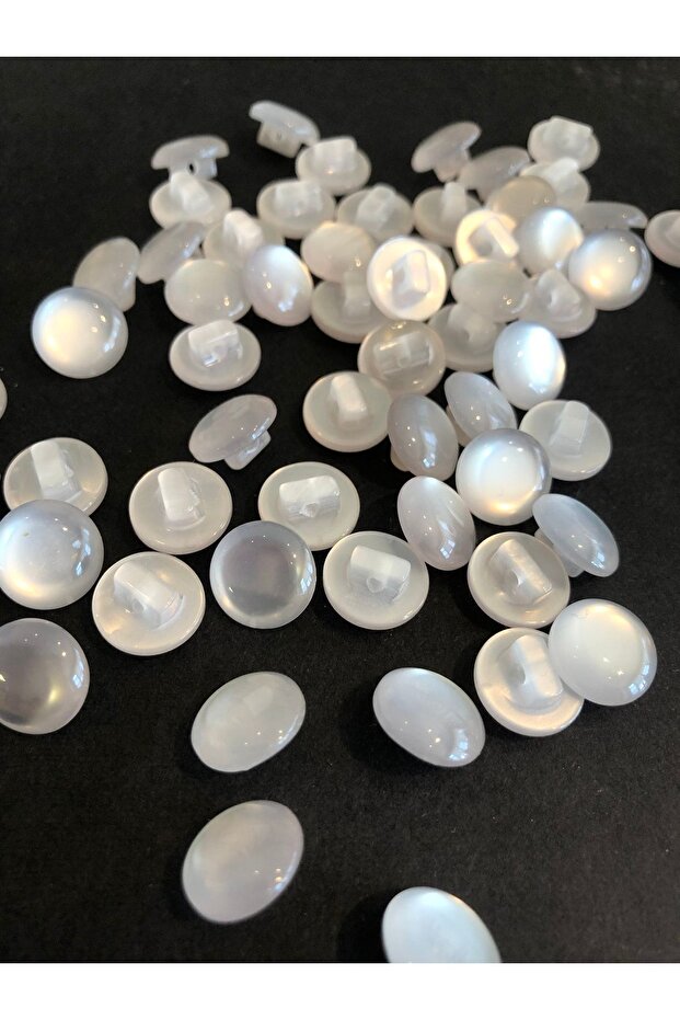 Pearlescent White Ball Button 18 Size Button Bottom Footed Shirt Button - Pack of 10 Buttons - 3