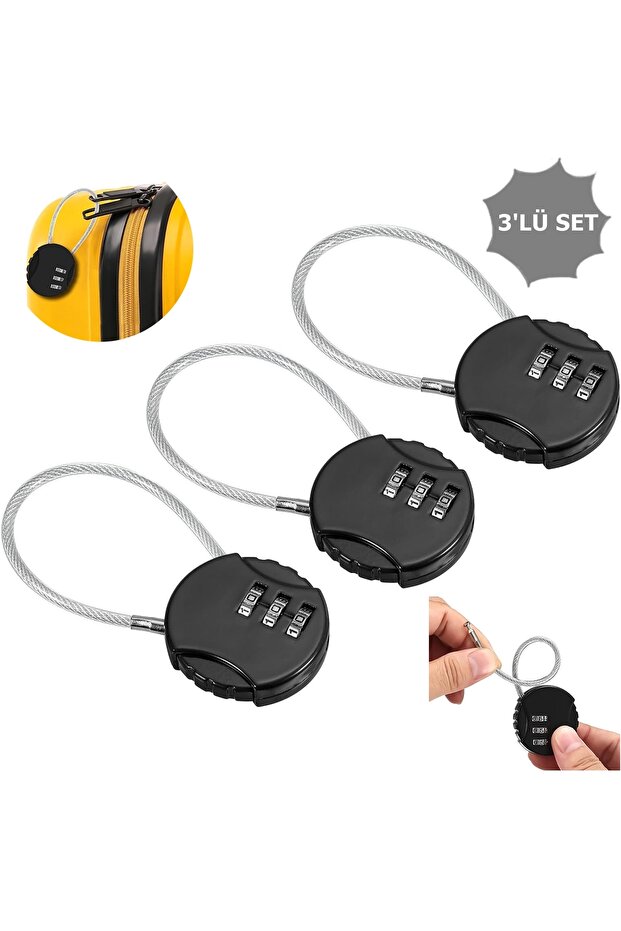 3 Pieces of 39mm. Password Suitcase Lock - Travel Suitcase Lock - Bag Lock - Padlock - Password Bag Lock