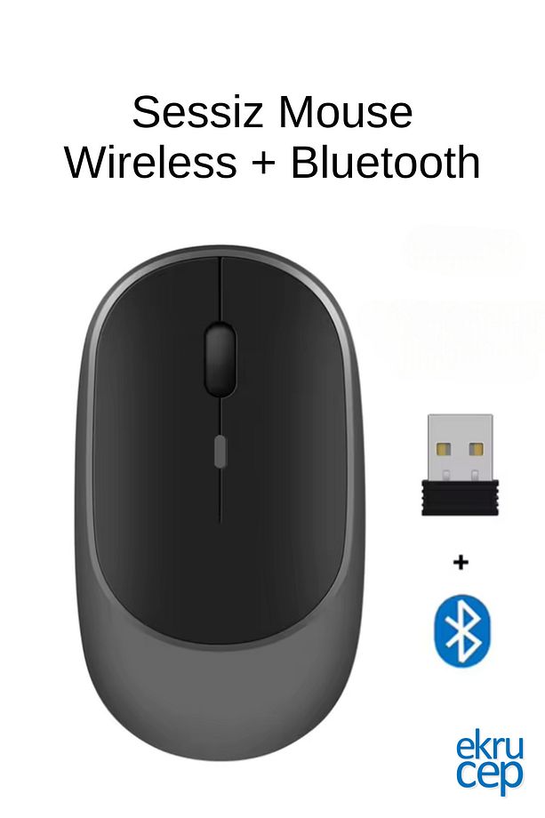 Kablosuz Mouse Wireless ve 2.4g Bluetooth Sessiz Mouse Uzun Şarj Süresine Sahip ve DPI Ayarlı - 1