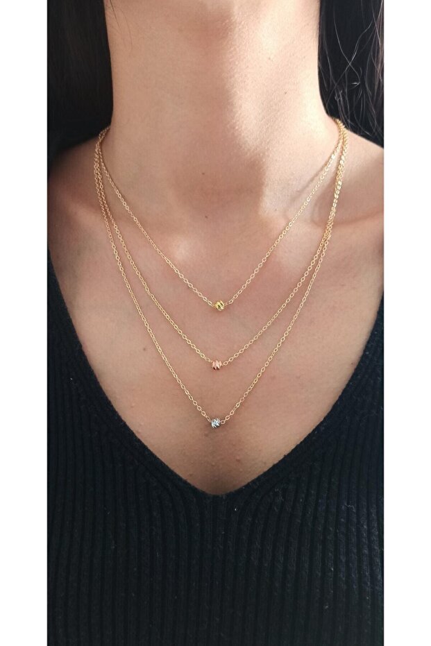 Women's Gold Color Triple Dorica Necklace