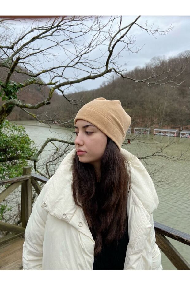 Women's Camel Winter Coldproof Inner and Outer Fleece Beanie