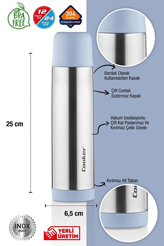 Lüx Özel Üretim 500 Ml Çelik Termos - 1