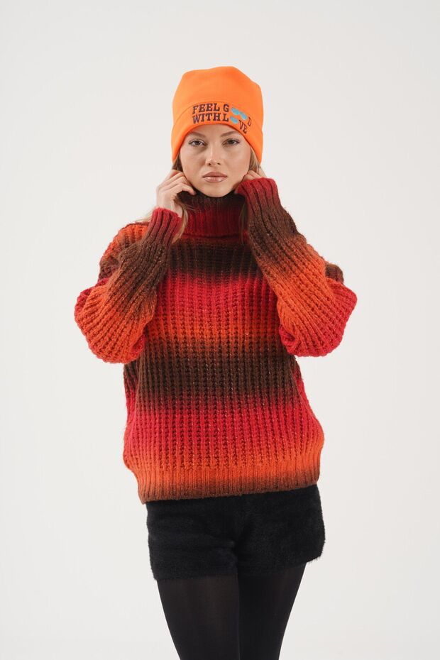 Women's Neon Orange Slogan Warm Fleece Beanie